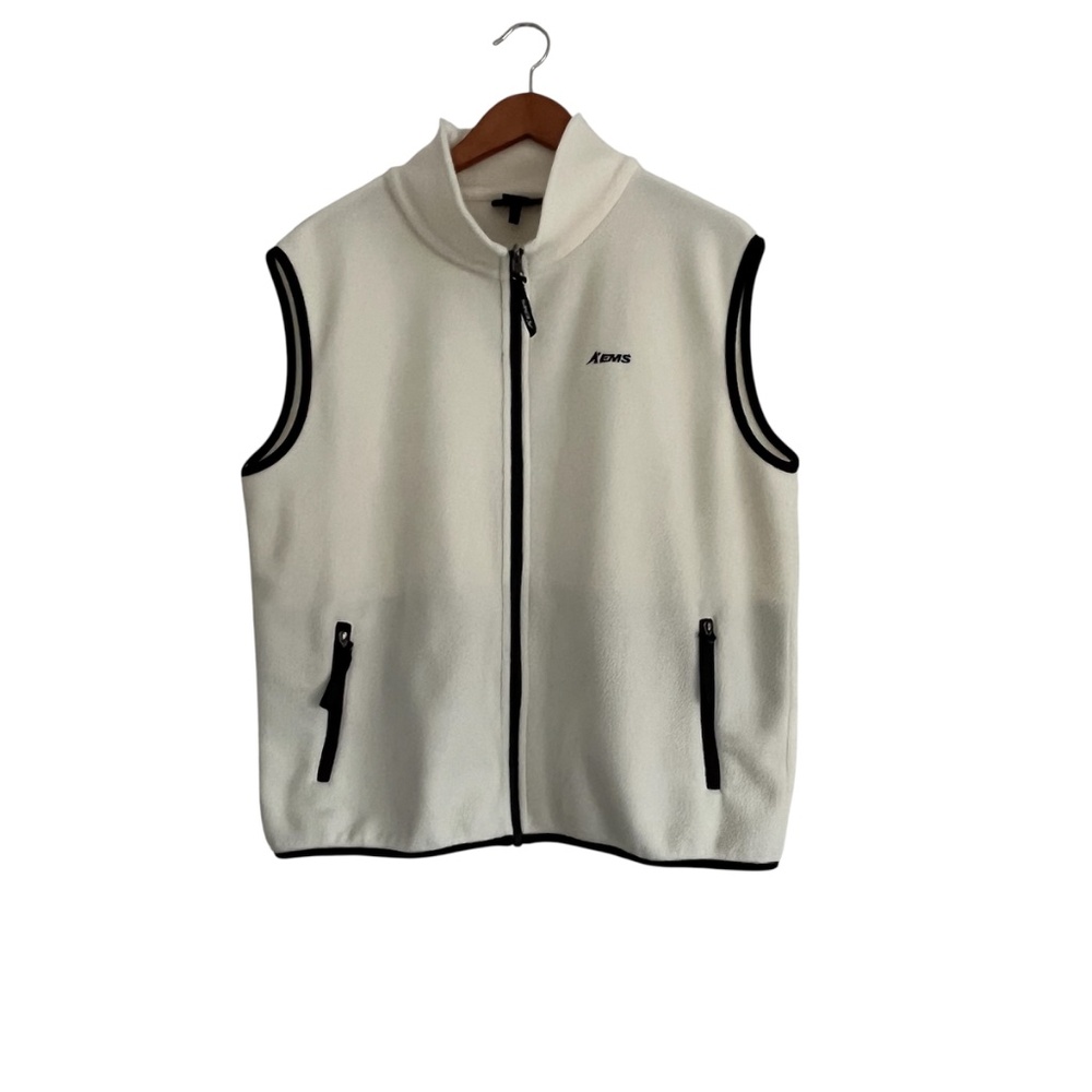 EMS Fleece Vest XL White Black Gorpcore Hiking Cabin Core Granola Athleisure